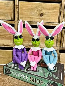 Easter Christmas Party Kids Gifts Pendants Elf Stuffed Blue Pink Purple Bunny Elf Figurine With Glasses Rabbit Child Cool Toys