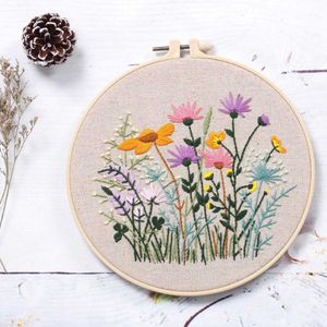 Chinese Style Products DIY Flowers Plants Pattern Embroidery Set Needlework Tools Printed For Beginner Embroidery Cross Stitch Sewing Craft