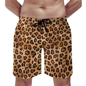 Мужские шорты леопарда печатной доски Wild Animal Hawaii Beach Custom Custom Run Comense Swim Trunks Идея подарка