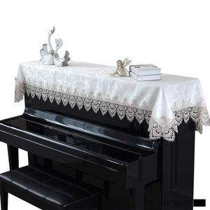 Copertura antipolvere 200x90cm Elegante pizzo bianco in stile europeo per pianoforte, uso comune, asciugamano di copertura jacquard per pianoforte a prova di polvere R230803