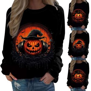 Women's Hoodies Halloween Printed Fashionable Casual Long Pullover Sweaters Office With Hood Colla Women