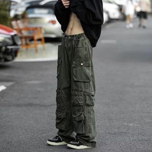 Erkek pantolon kargo pantolon çok cepli askeri yeşil tulum erkekler harajuku Koreli gevşek hip hop pantolonlar teknoloji giyim eşofmanları y2k kıyafetler 230802