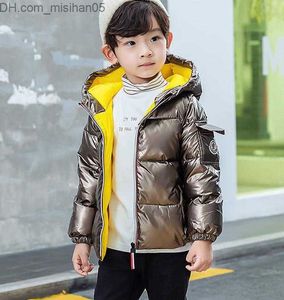 Daunenmantel Neue Kinder Winterjacke Mantel für Kinder Mädchen Silber Gold Jungen Casual Kapuzenmäntel Babykleidung Outwear Kind rosa hell Parka Jack189s Z230803