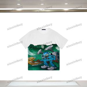 Xinxinbuy erkekler tasarımcı tee tişört 23ss paris grafiti insanlar yazdırıyor kısa kollu pamuklu kadınlar beyaz mavi yeşil xs-2xl