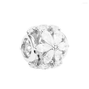 Loose Gemstones QANDOCCI 2023 Winter Sparkling Herbarium Cluster Round Bead Authentic 925 Silver DIY Fits For European Fashion Jewellery