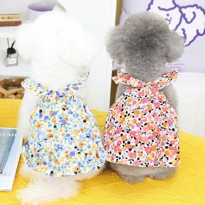 Köpek giyim küçük kıyafetler yaz bahar moda çiçek elbise evcil tatlı prenses köpek sevimli tasarımcı etek kedi yelek