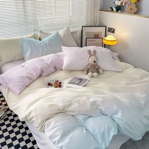 Bedding sets Korean Style Set Four piece Gradient Color Sheet Pillowcase Duvet Cover Twin Full Queen King Super Size 230802