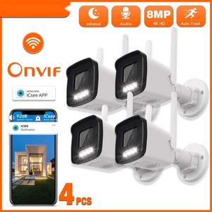 8MP Audio IP Kamera WiFi Kablosuz AI İnsan Tespit ICSEE 2K CCTV Bullet Açık Gözetim Kamera Güvenlik Koruması