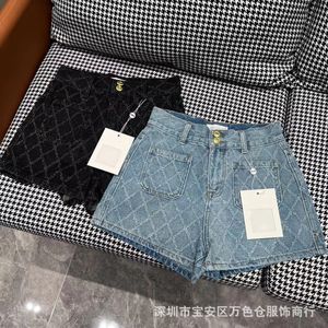 Kadın Şortları Highquality 2023 Küçük Tütsü Rüzgar Ringer Jacquard Çift Buckle Tasarım Yüksek Bel Denim Kısa 230802