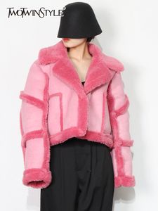 Женские куртки Twotwinstyle Розовая повседневная коробка из хранения