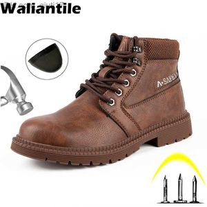 Boots Waliantile fashionable men's safety boots steel toe caps shatterproof work boots perforated non destructible safety boots Z230803