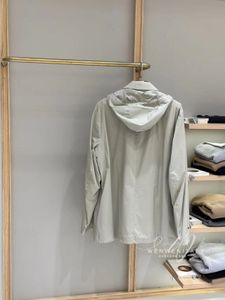 Herren-Trenchcoats für Frühling und Herbst, Loro Piana, Baumwolle, Spandex, Revers, graue Windjacken mit Kapuze