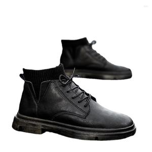 Boots Ins Trendy Men British Style Soft Leather Shoes Non-slip Fashion Outdoor Work Business Zapatillas