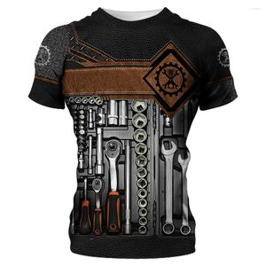 Erkek Tişörtleri Yaz Makinesi T-Shirts Fashion Mechanic 3d Tüm Baskı Üstleri Unisex Gevşek Sokak Giyim Sıradan Spor Gömlek 6xl