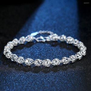 Link Bracelets Factory Direct Sales 925 Stamp Silver Color Bracelet For Women Lovely Hollow Ball Chain Fashion Wedding Party Gift Jewelry