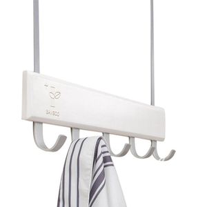 Over Door Hooks Multifunction Hanging Rack Wooden Coat Hanger Door Hook Rack Wall Hanging for Cloth Pants Hat Towel Punch F243m