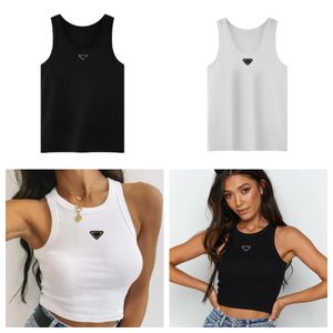 Canotte da donna di design Magliette Estate Donna Top T-shirt Crop Top Ricamo Sexy con spalle scoperte Nero Casual senza maniche Backless Top Camicie Tinta unita Canottiera