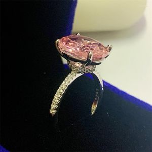 Cluster Rings 2023 Arrivals Luxury Oval Pink Stone S925 Silver For Women Wedding Engagement Finger Jewelry Unique Gift Personalizado