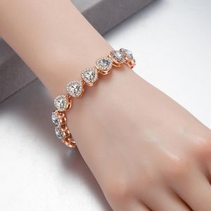 Bangle 2023 20cm Luxury Heart Bracelet Wedding Gift Jewelry Bracelets For Women Shiny Accessories Party Charm Hand Chain