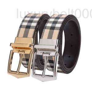 Belts designer Men's leather belt Classic plaid top layer cow pure copper pin buckle Casual business British luxury versatile 03C0
