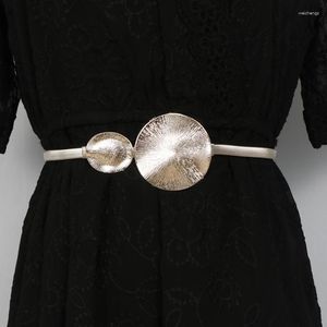 Cintos Metal Ouro Prata Mola Cintura Elástica Corrente Fivela Redonda Círculo Saia Cinto Feminino Luxo Moda Alta Qualidade