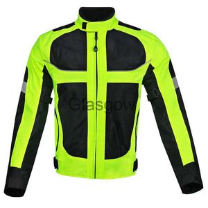 Vestuário de motocicleta Jaqueta de motocicleta verde fluorescente Malha de verão Respirável Inverno Quente Terno de corrida Motociclismo Roupa de advertência refletiva x0803