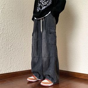 Mäns jeans 2023 modebyxor denim byxor streetwear hip hop låg stigning baggy för män koreanska y2k kvinnor last punkkläder