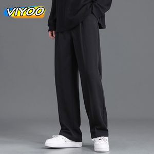 Spodnie damskie Capris męskie czarne koreańskie ubranie proste spodnie swobodne spopie z przyciętymi przyciętymi garniturami Streetwear Pants Bress Spants for Man 230802