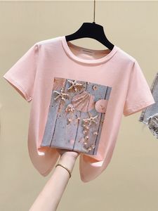 女性用Tシャツピンク夏Tシャツ女性トップ