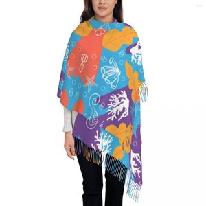 Scarves Colorful Leaves Marine Life Shawls Wraps For Evening Dresses Womens Dressy And Wear