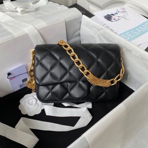 10A best quality 21cm new chain sheepskin leather chip authentication shoulder bag women black handbags ladies composite tote bag clutch female purse