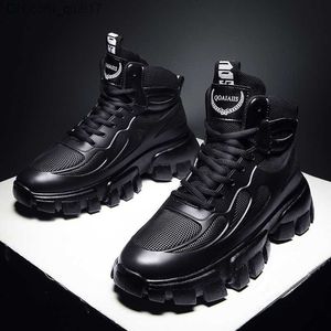 Boots Sports Nonslip Winter Plus Velvet utomhus Lägg till nya runda skor Herrläderstövlar Random Black High Top Z230803