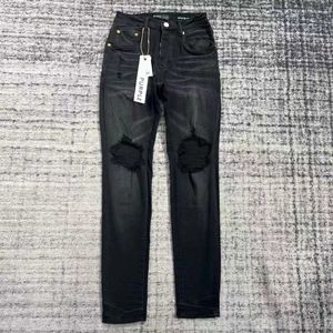 Purple-varumärke Fashion Mens Jeans Cool Style Designer Denim Pant Estruerad Ripped Biker Black Blue Jean Slim Fit Motorcykelstorlek 28-4090SY 0VBF