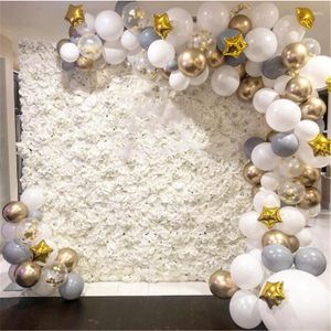 Fiori decorativi 40x60cm Artificiale 3D Decorazione per feste Pannelli floreali per pareti Seta Rosa Bianco Decorazioni per fondali romantici per matrimoni