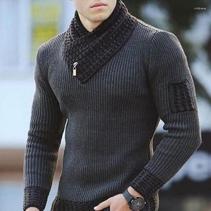 Herrtröjor Autumn Men Casual Pullovers vintage stil lapptäcke tröja ull Turtleneck Överdimensionerad 2023 Vinter varm halsduk krage