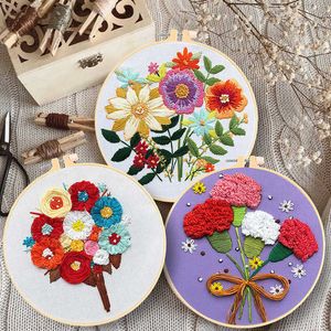Produkty w stylu chińskim Piękne kwiaty wzór ściegów krzyżowych Pakiet materiałów haftowych Materiał DIY Początkujący ręka ręczne Haftowe dekoracja obrazy