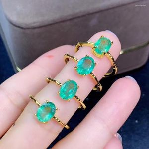 Cluster Ringe Ankunft Natürlicher Echter Smaragd Ring Edelstein Hochzeit Verlobung Für Frauen Edlen Schmuck Geschenk Großhandel