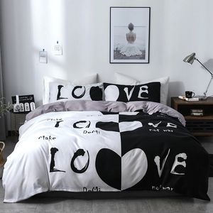 Conjuntos de cama Conjunto de capa de edredon Lovers estampado escovado Conjunto de fronhas e fronhas de cama de casal queen size casal sem lençol 230802