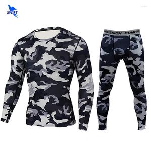 Set da corsa 2023 Quick Dry Comouflage Mens 2 pezzi / set Tute sportive a compressione Calzamaglia attillata Abbigliamento Palestra Fitness Camo Abbigliamento sportivo