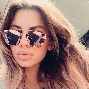 Sunglasses Cute 2023 Mirror Pink Men Or Women Sun Glasses Metal Frame Casual Single Bridge