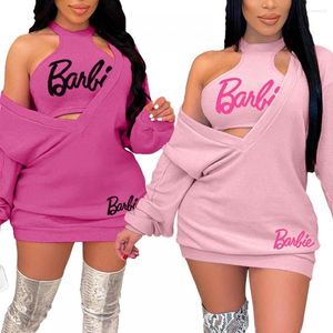 Casual Dresses Kawaii 2 Stück Mädchen Weste Pullover Kleid Anzug Sexy Sommer Herbst Frauen All-Match Sport Hoodies Rock Geschenke