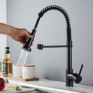 Bathroom Sink Faucets Matte Black Kitchen Faucet Deck Mounted Mixer Tap 360 Degree Rotation Stream Sprayer Nozzle Cold Taps