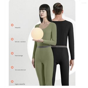 Women's Sleepwear Thermal Underwear Set Silk Material Woman Winter Clothing Suit Long Sleeve Top Warm Pants Leggings Thermo Undershirt