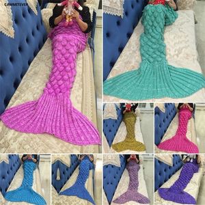 Blanket 17 Colors Soft Mermaid Tail For Sofa Cover Adult Children Relax Sleeping Nap Colorful Drop 230802