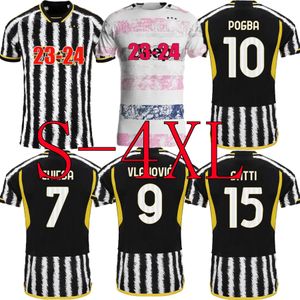 S-4XL Pogba Soccer Jerseys 23 24 Vlahovic Danilo Milik Kean Chiesa McKennie Locatelli Juventu Compans 2023 2024 Football Shirt