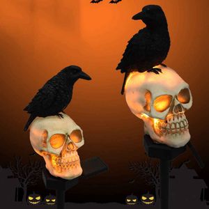 Party Masks 2023 Halloween Outdoor Light Crow Skeleton Ghost Horror Hallowen Decoration for Home Garden Lawn Haunted House Scary Prop 230802