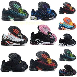 2024 TN Kids Running Shoes TN Enfant Breattable Soft Sports Chaussures Boys Girls TNS Plus Sneakers Youth Requin Trainers Storlek 28-35