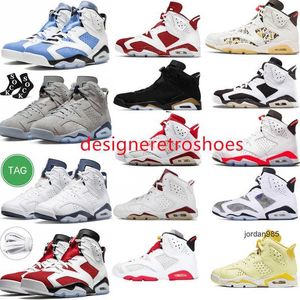 2024 UNC Branco 6 6s Tênis de Basquete Masculino Jumpman Cool Cinza Vermelho Oreo Mint Foam Midnight Navy Britânico Cáqui Metálico Prata Preto Infravermelho Georgetown Esportes Tênis