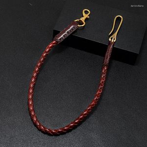 Keychains Cowhide Braided Rope Key Rings Bag Pendant Wallet Chain Holder Car Keyring Men Women Keychain Waist Leather Biker