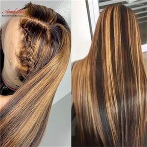 Balayage peruka ludzkie włosy koronkowe z przodu podświetlanie prosto 30 cali 13x4 Peruki czołowe Brazylijczyk